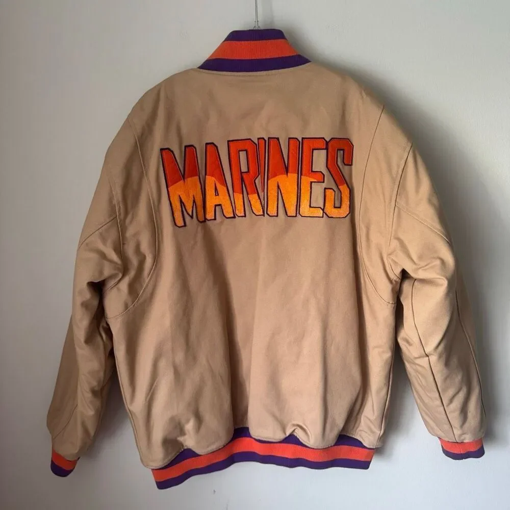 Vintage Stalls & Dean Marines Oversized Varsity Starter Jacket With Patches
